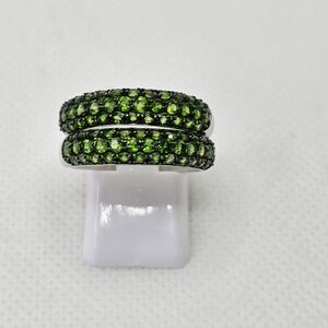 Genuine Two Chrome Diopside Rings Sterling Silver Size 8